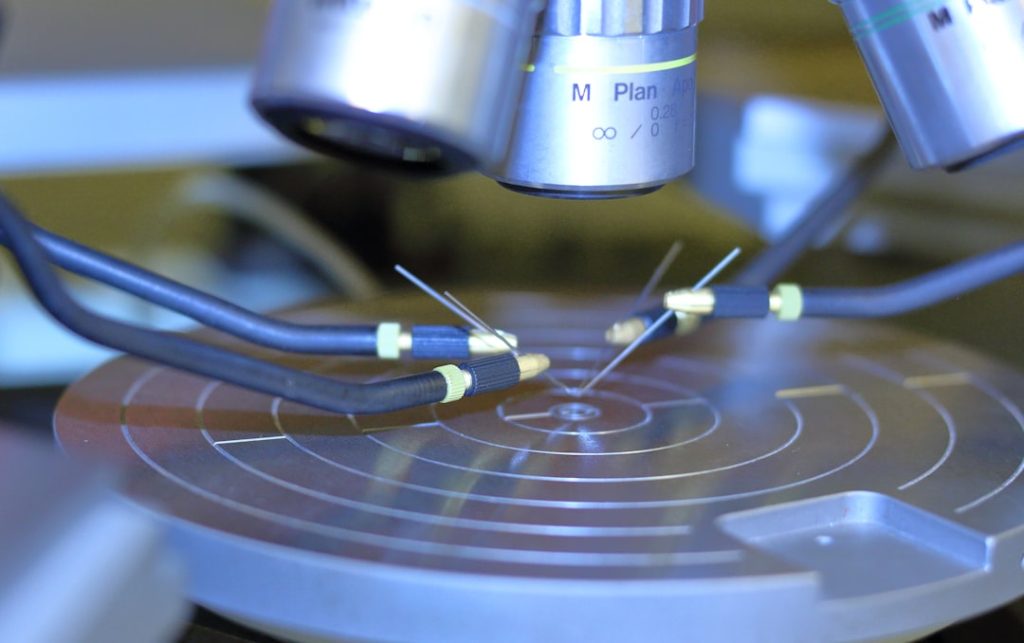 probers under microscope