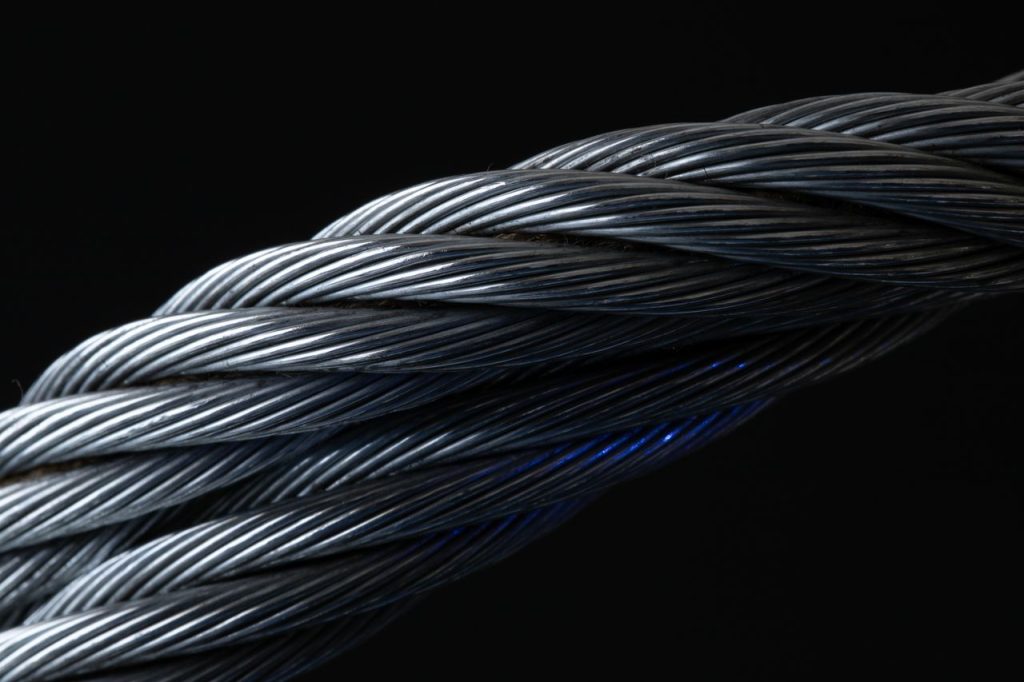 Detailed view of twisted metal wire showing intricate patterns and texture.